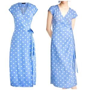 J Crew Polka Dot Midi Wrap Dress, Size XXS